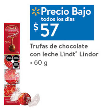 Walmart Trufas de chocolate con leche Lindt® Lindor • 60 g oferta