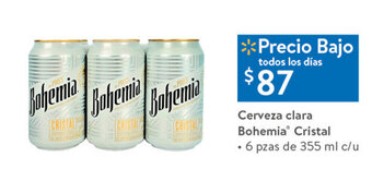 Cerveza clara Bohemia Cristal • 6 pzas de 355 ml c/u