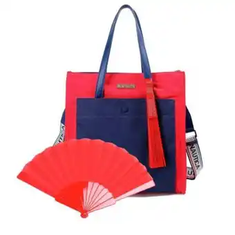 Bolsa tote nautica con abanico rojo/azul