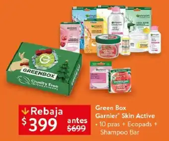 Walmart Green Box Garnier Skin Active • 10 pzas + Ecopads + Shampoo Bar oferta