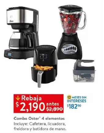 Combo Oster® 4 elementos Incluye: Cafetera, licuadora, freidora y batidora de mano