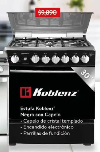 Walmart Estufa Koblenz Negra con Capelo 30" oferta