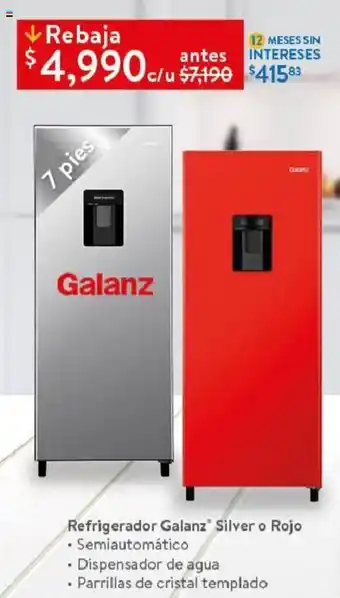 Walmart Refrigerador Galanz Silver o Rojo 7 pies oferta