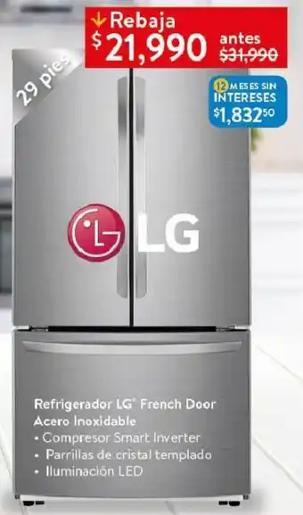 Walmart Refrigerador LG* French Door Acero Inoxidable 29 pies oferta