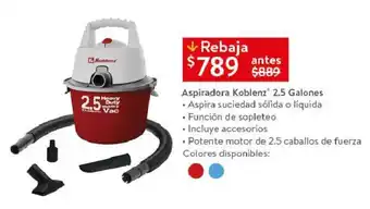 Walmart Aspiradora Koblenz 2.5 Galones oferta