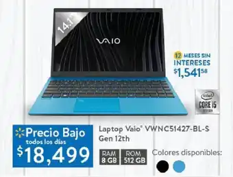 Walmart Laptop Vaio VWNC51427-BL-S Gen 12th oferta