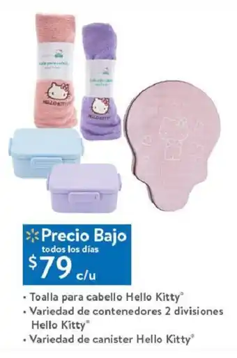 • Toalla para cabello Hello Kitty® • Variedad de contenedores 2 divisiones Hello Kitty® • Variedad de canister Hello Kitty