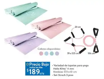 Walmart Variedad de tapetes para yoga Hello Kitty® 4 mm Medidas: 173 x 61 cm • Set Strech 3 pzas oferta