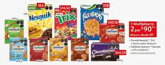 Walmart • Cereal Nesquik", Trix" o Azucaradas Maizoro • Galletas Gamesa Clásicas o Chocolatines Varias presentaciones 2 por oferta
