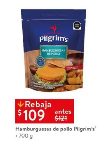 Walmart Hamburguesas de pollo Pilgrim's® • 700 g oferta