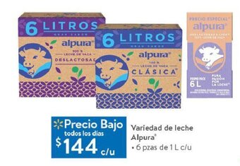Walmart Variedad de leche Alpura' 6 pzas de 1 L c/u oferta