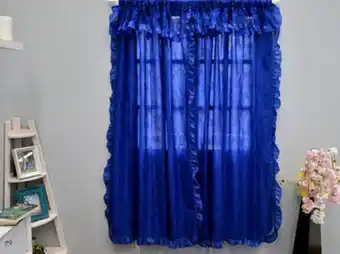 Cortinas encaje azul rey