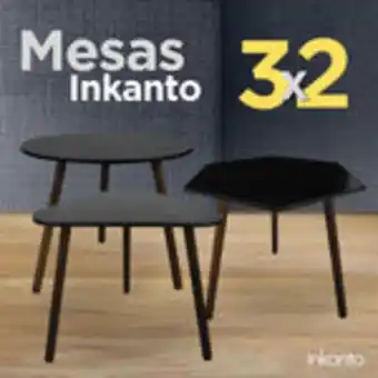 ¡3x2! set de mesas inkanto color negro