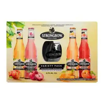 Sam's Club Sidra de manzana strongbow multisabor 16 pzas de 330 ml c/u + 2 vasos de regalo oferta