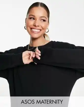 ASOS Asos design maternity boyfriend sweatshirt in black oferta