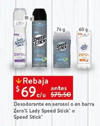 Desodorante en aerosol o en barra Zero% Lady Speed Stick® o Speed Stick®