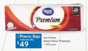 Walmart Servilletas Great Value Premium • 400 pzas oferta