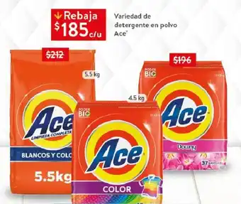 Variedad de detergente en polvo Ace 5.5kg / 4.5kg