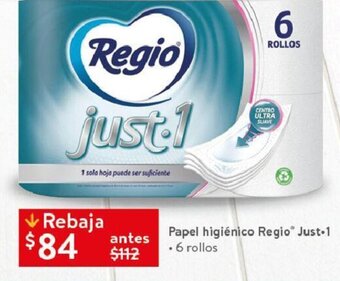 Walmart Papel higiénico Regio® Just•1 6 rollos oferta