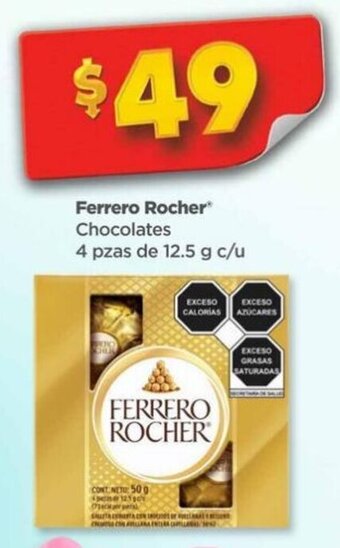 Ferrero Rocher Chocolates 4 pzas de 12.5 g c/u