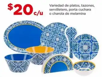 Bodega Aurrerá Variedad de platos, tazones, servilletero, porta cuchara o charola de melamina oferta