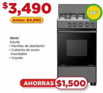 Bodega Aurrerá Atvio Estufa • Parrillas de alambrón • Cubierta de acero inoxidable • Copete oferta