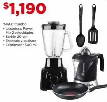 T-FAL* Combo • Licuadora: Power Mix 2 velocidades Sartén 20 cm Espátula y cuchara Exprimidor 500 ml