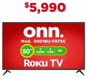 Bodega Aurrerá onn. Roku TV 50" HDMI USB 4K Mod. 50D1BU-FATSC oferta