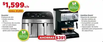 Bodega Aurrerá Gourmia Freidora de aire de 9 L / Hamilton Beach Máquina de espresso oferta