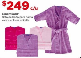 Bodega Aurrerá Simply Basic Bata de baño para dama varios colores unitalla oferta