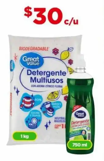 Bodega Aurrerá Great Value Detergente Multiusos 1kg • Detergente Liquido 750ml oferta