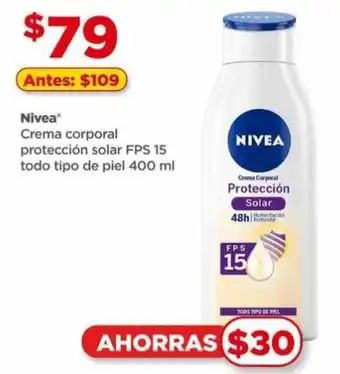 Bodega Aurrerá NIVEA Crema corporal protección solar FPS 15 todo tipo de piel 400 ml oferta