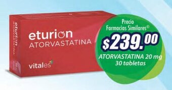 Farmacias Similares ATORVASTATINA 20 mg 30 tabletas oferta