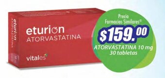 Farmacias Similares ATORVASTATINA 10 mg 30 tabletas oferta