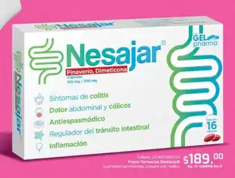 Farmacias Similares Nesajar Pinaverio, Dimeticona Cápsulas 100mg / 300mg oferta