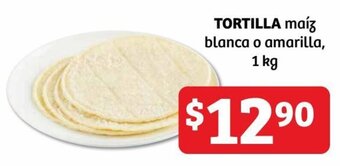Soriana Híper TORTILLA maíz blanca o amarilla, 1 kg oferta