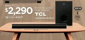 Chedraui Barra de sonido Mod. S522W TCL •Subwoofer alámbrico oferta
