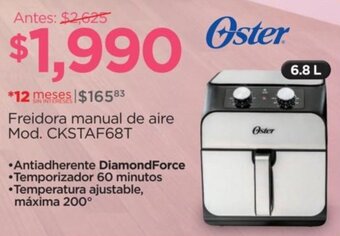 Chedraui Oster Freidora manual de aire Mod. CKSTAF68T oferta
