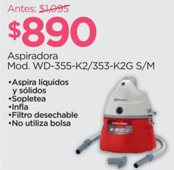 Chedraui Aspiradora Mod. WD-355-K2/353-K2G S/M oferta