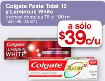Farmacias Benavides Colgate Pasta Total 12 Y Luminous White oferta