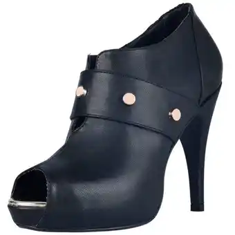 Sears Shootie negro con tacón alto cinturón y boca de pez palizzio s&b oferta