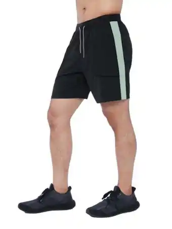 Hombres shorts deportivos con costura lateral en contraste de cintura con cordón