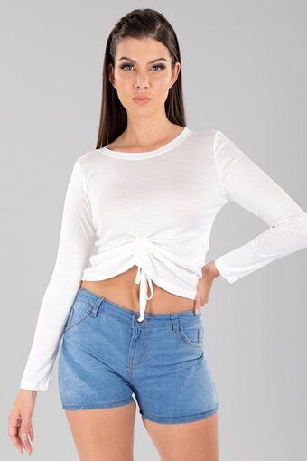 Playera manga larga con escote redondo