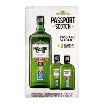Sam's Club Whisky passport scotch 1 l + 2 pzas de 200 ml oferta