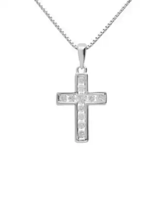 Joyerías Bizzarro Dije de cruz en oro blanco 14k 15 pts diamante suraj-41-d oferta