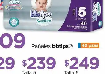 Chedraui Pañales bbtips 40 pzas oferta