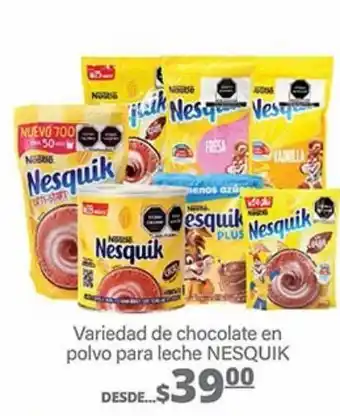 Chocolate en polvo para leche nesquik