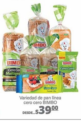 Variedad de pan línea cero cero bimbo