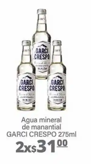 La Comer Agua mineral de manantial garci crespo 275ml x2 oferta