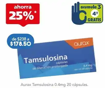 Farmacia San Pablo Clorhidrato de tamsulosina 0.4 mg aurax 20 cápsulas caja oferta